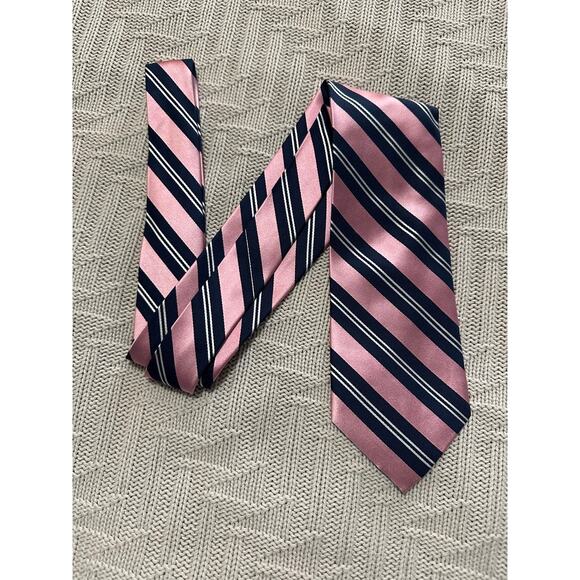 Nautica pink and navy striped silk tie - Picture 1 of 5